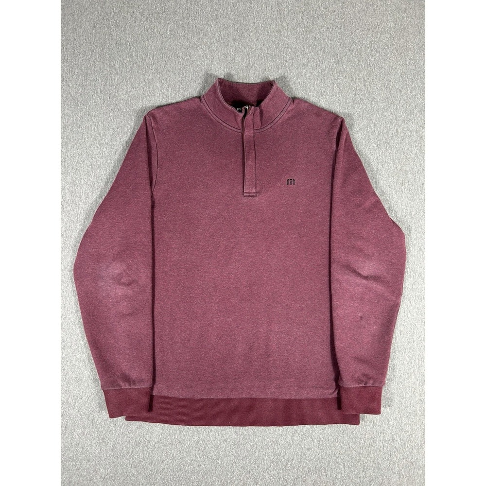 TravisMathew Quarter Zip Pullover Mens Maroon Fleece Lined Golf Sweater L
